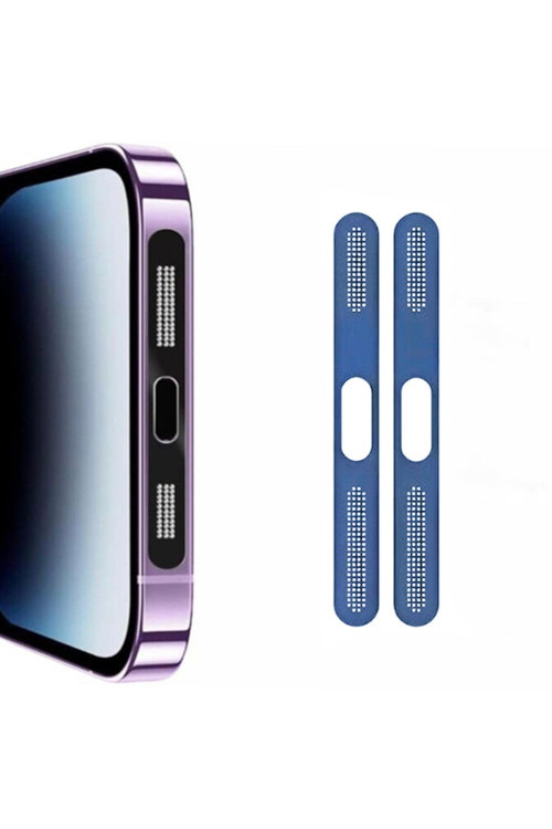 İphone 14 İçin Anti-Dust Toz Ve Kir Önleyici Sticker 2 Adet Set Mavi