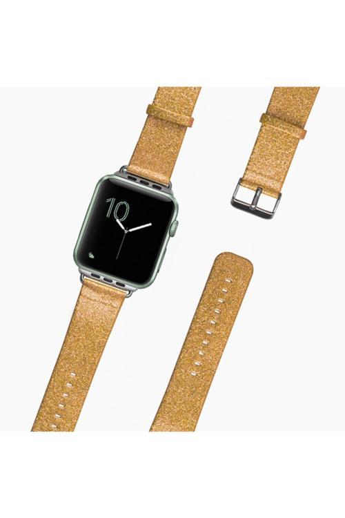 Ally Apple Watch 7 45Mm 6-5-4 44Mm Kordon Kayış Deri Parlak 3-2-1 42Mm Gold
