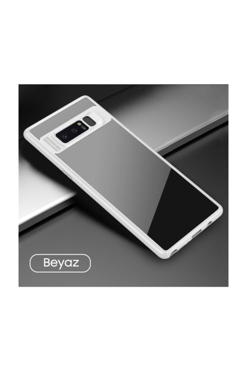 Ally Galaxy Note 8 Darbeya Dayanıklı Şeffaf Silikon Kılıf Beyaz