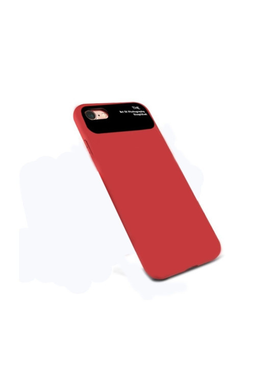Iphone 7,İphone 8 Fit Premium Silikon+ Cam Kılıf Kırmızı