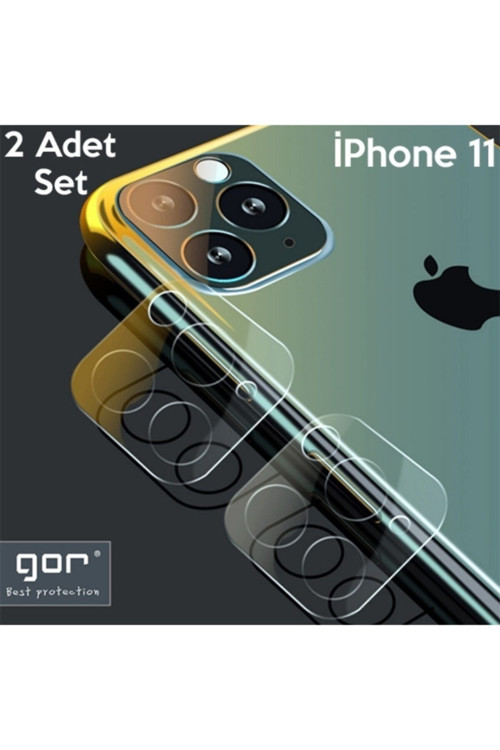 Gor Iphone 11 6.1 Inch (2019) Tempered Kamera Koruma Cam 2Adet Set - Şeffaf