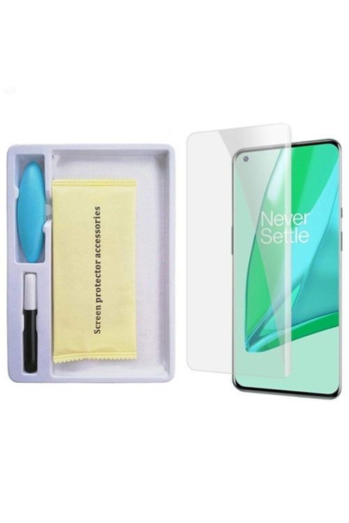 Oneplus 9 Pro Uyumlu Full Uv Liquid+Uv Işık 3D Kırılmaz Cam Ekran Koruyucu Şeffaf