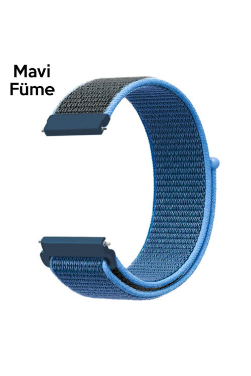 22Mm Gear S3 Watch 4 -Gt2 Gt2E 46Mm Kayış Kordon Lylon Loop Mavi,Füme