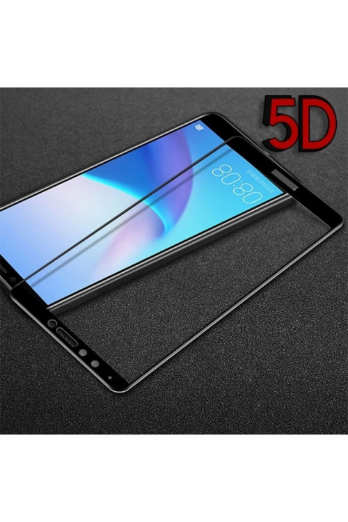 Huawei Y9 2018, Enjoy 8 Plus 5D Full Cam Ekran Koruyucu - Siyah