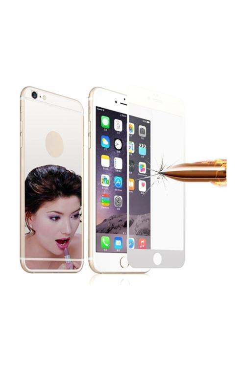 Iphone 6 Renkli On Ve Arka Aynalı Cam Ekran Koruyucu  Beyaz
