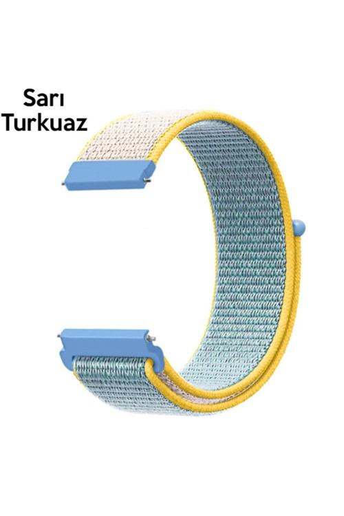 22Mm Gear S3 Watch 4 -Gt2 Gt2E 46Mm Kayış Kordon Lylon Loop Sarı,Turkuaz