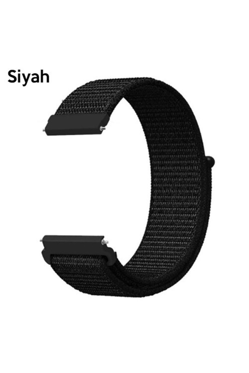 22Mm Gear S3 Watch 4 -Gt2 Gt2E 46Mm Kayış Kordon Lylon Loop Siyah