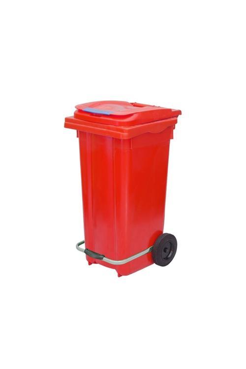 120 Lt Kırmızı Metal Pedallı Çöp Konteyneri (Isıya Dayanıklı)