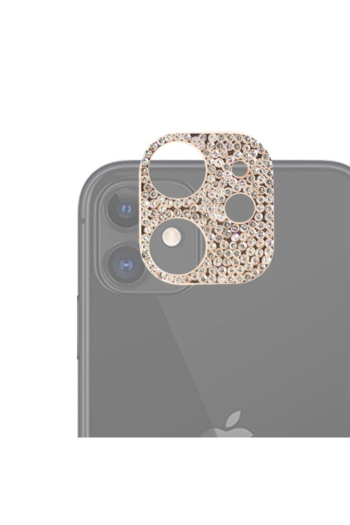 Iphone 11 Uyumlu Kamera Koruyucu Lens Taş İşlemeli Rose Gold