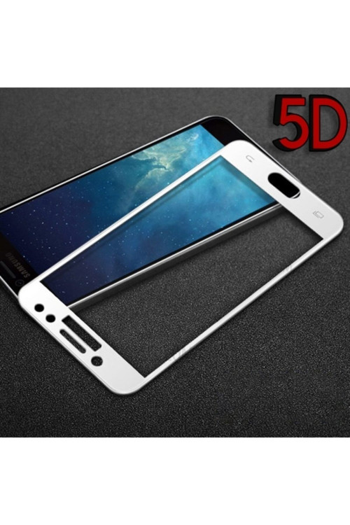 Samsung Galaxy J7 Pro J730 Için 5D Kavisli Full Kırılmaz Cam Ekran Koruyucu - Beyaz