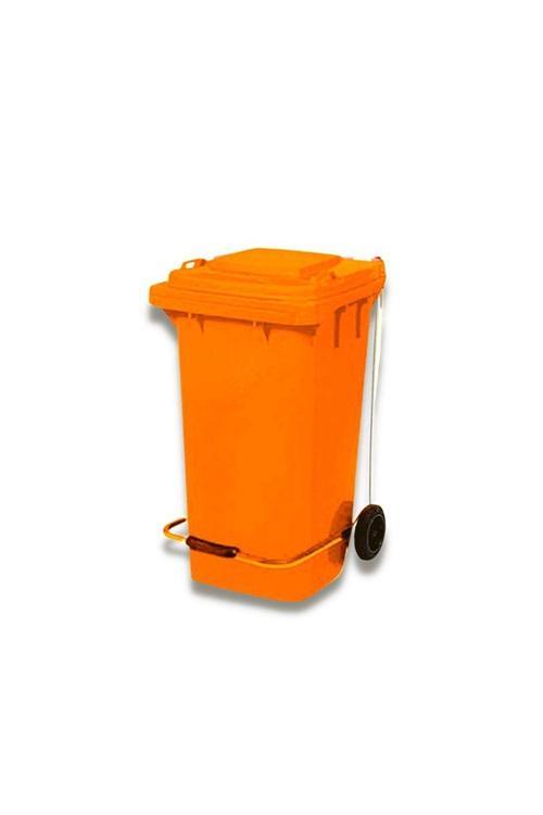 120 Lt Turuncu Metal Pedallı Çöp Konteyneri (Isıya Dayanıklı)
