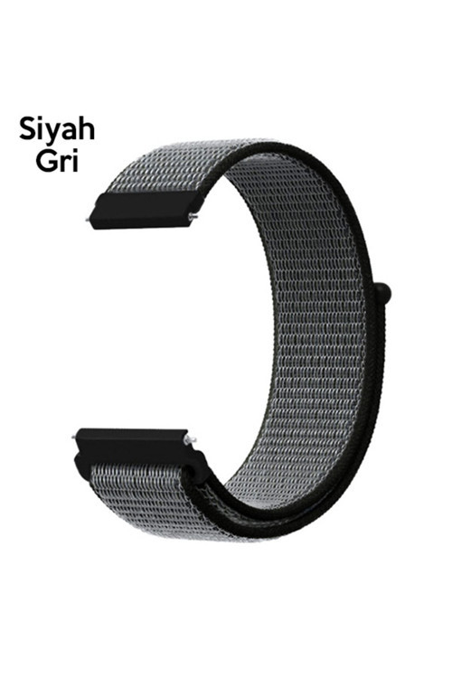 22Mm Gear S3 Watch 4 -Gt2 Gt2E 46Mm Kayış Kordon Lylon Loop Siyah,Gri
