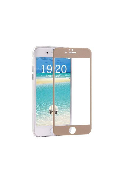 İphone 6,İphone 6S 3D Renkli Full Kaplama Cam Ekran Koruyucu Gold