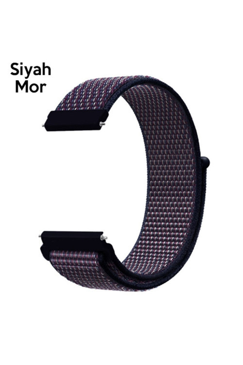 22Mm Gear S3 Watch 4 -Gt2 Gt2E 46Mm Kayış Kordon Lylon Loop Siyah,Mor