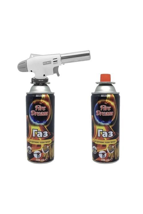 1300 Derece Profesyonel Pürmüz Çakmak Ws-509C 2 Adet Flash Bütan Propan Gaz Kartuşu Kamp Gazı
