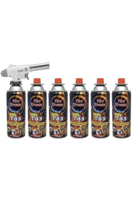 1300 Derece Profesyonel Pürmüz Çakmak Ws-509C 6 Adet Flash Bütan Propan Gaz Kartuşu Kamp Gazı