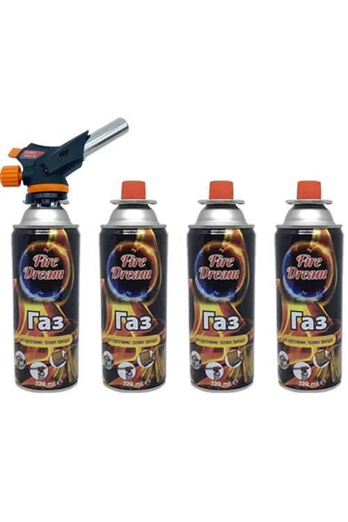 Çakmaklı Pürmüz Touch Set 4 Adet Bütan Propan Kamp Gazı Kartuş 400Ml 227Gr