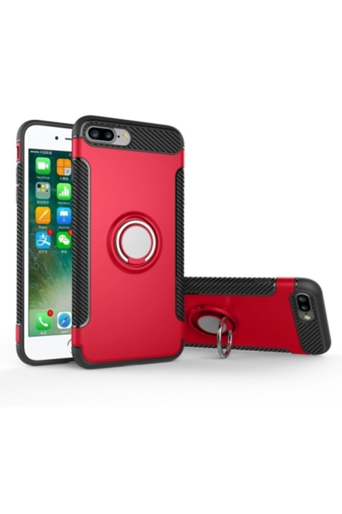 Iphone 7Plus Iphone 8Plus Uyumlu 360 Doner Yüzüklü Darbe Emici Armor Kılıf - Kırmızı