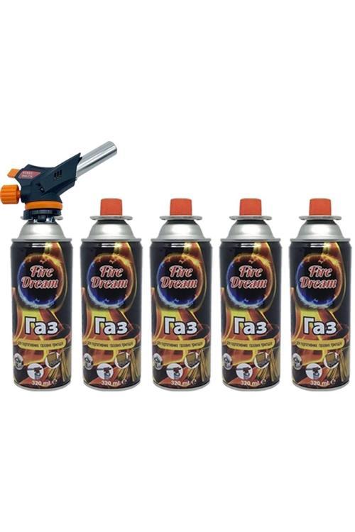 Çakmaklı Pürmüz Touch Set 5 Adet Bütan Propan Kamp Gazı Kartuş 400Ml 227Gr