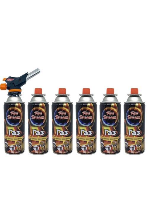 Çakmaklı Pürmüz Touch Set 6 Adet Bütan Propan Kamp Gazı Kartuş 400Ml 227Gr