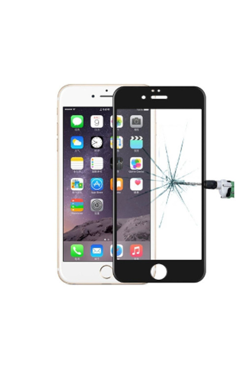 İphone 6,İphone 6S 3D Renkli Full Kaplama Cam Ekran Koruyucu Siyah