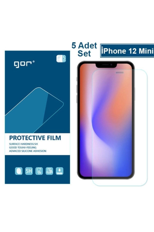 Gor Iphone 12 Mini 5.4 Hd Ekran Koruyucu Jelatin 5 Adet Set Şeffaf