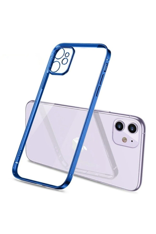 Ally Iphone 12 6.1 Metal Görünümlü Darbeye Dayanıklı Silikon Kılıf Mavi