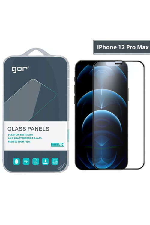 Gor Iphone 12 Pro Max 9D Hardening Tempered Full Cam Ekran Koruyucu Siyah
