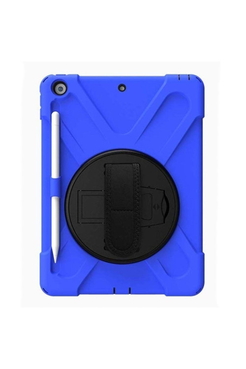 Ipad 10.2 Inch 2019 Kalem Yerli Standlı Zırh Kılıf-Shockproof Case Mavi
