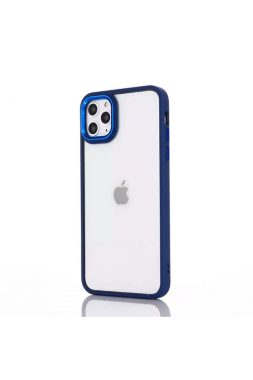 Iphone 12 Pro Max 6.7İnç Kılıf Parlak Renkli Çerçeveli Ultra Lüx Tpu Silikon Kılıf Mavi