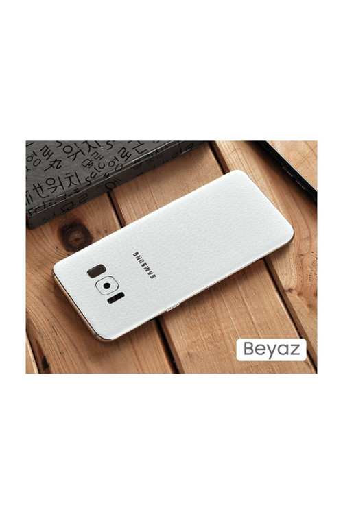 Ally Galaxy S8 Deri Görünümlü Arka Kaplama Sticker Beyaz