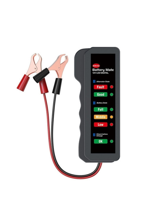 Ally Akü Ve Alternatör Kontrol Test Cihazı 12V Led Göstergeli Siyah