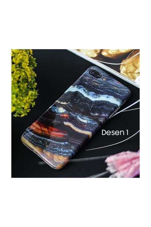 İphone 7 Plus İphone 8 Plus Mermer Taş Görünümlü Soft Silikon Kılıf Desenli 1