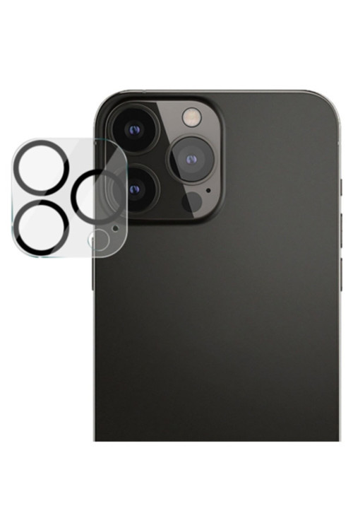 Iphone 13 Pro-13 Pro Max Uyumlu 3D Full Tempered Glass Cam Kamera Koruyucu-Şeffaf