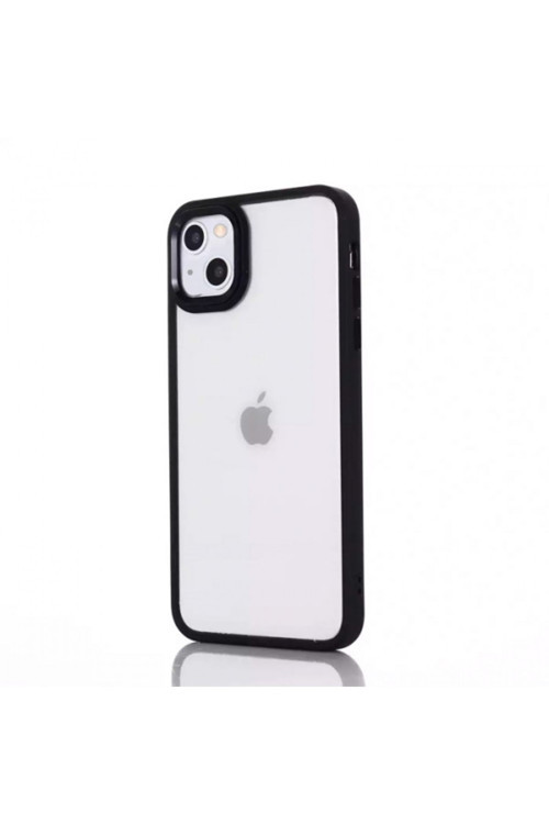 Iphone 13 6.1İnç Kılıf Parlak Renkli Çerçeveli Ultra Lüx Tpu Silikon Kılıf Siyah