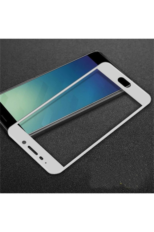 Meizu M6 Note Full Kaplama Kırılmaz Cam Ekran Koruyucu - Beyaz