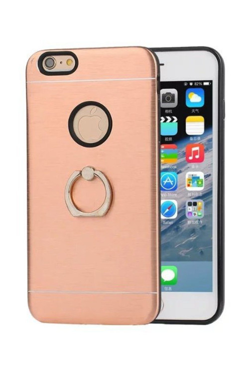 İphone 7 Selfie Yüzüklü Arkası Metal Silikon Kılıf Bronz