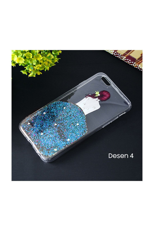İphone 7,İphone 8 3D Diamond Elbise Şeffaf Silikon Kılıf Desenli 4