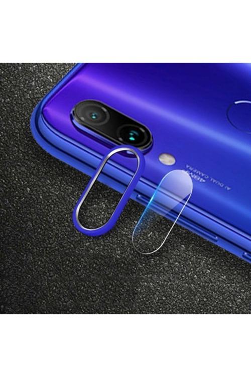 Xiaomi Redmi Note 7 Kamera Koruma Metal Lens+ Kırılmaz Cam Set - Mavi