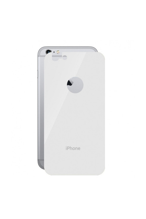 Iphone 6 Arka Renkli Kırılmaz Cam Arka Koruyucu Beyaz