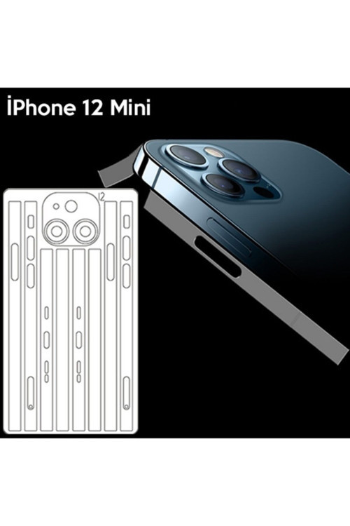 Iphone 12 Mini 5.4 Hidrojel Hayalet Yan Alt Üst Kamera Kaplama Film Şeffaf