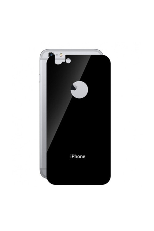 Iphone 6 Arka Renkli Kırılmaz Cam Arka Koruyucu Siyah