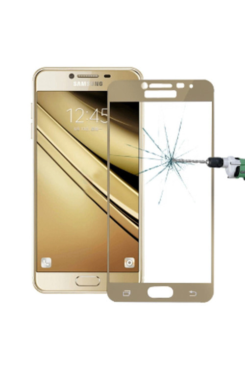 Ally Samsung Galaxy C5 Pro İçin 3D Full Kırılmaz Cam Ekran Koruyucu Gold