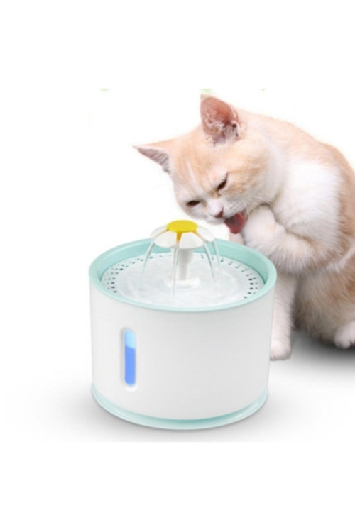 Ezere Kedi Ve Köpekler İçin Otomatik Led Işıklı Usb Su Pınarı Kabı 2.4 L Beyaz