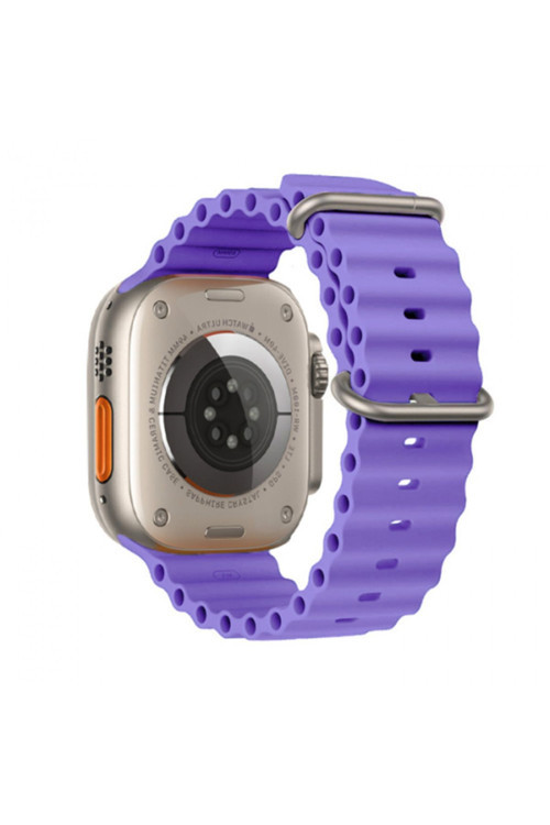 Apple Watch 7-8 41Mm 6-5-4 40Mm Marine Silikon Kayış Kordon 3-2-1 38Mm Lila