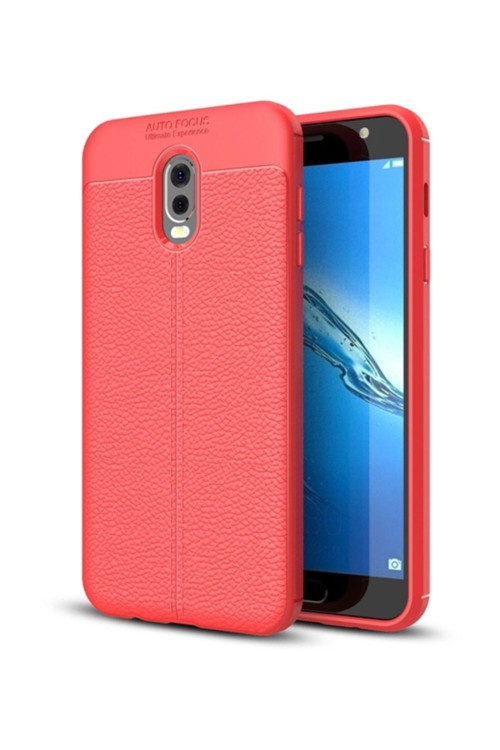 Ally Samsung Galaxy C8,J7+ Plus İçin Litchi Tam Koruma Soft Silikon Kılıf Kırmızı