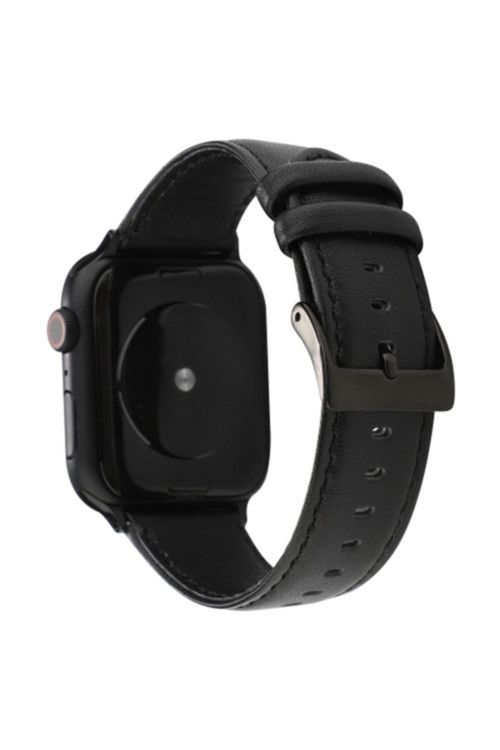 Apple Iwatch 6-5-4 44Mm 1-2-3 42Mm Deri Kordon Kayış - Siyah
