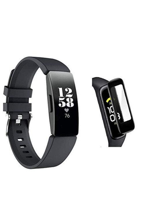 Fitbit Inspire Hr 3D Kavisli Pc+Pmma Full Ekran Koruyucu Siyah