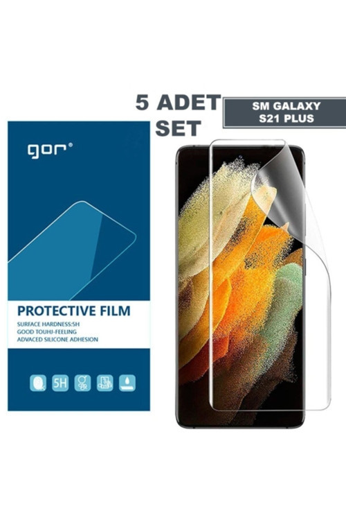 Gor Sm Galaxy S21+Plus Hd Darbe Emici Ekran Koruyucu Jelatin 5 Adet Set Şeffaf