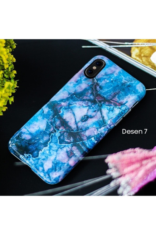 Iphone X Xs Mermer Taş Görünümlü Soft Silikon Kılıf Desenli 7